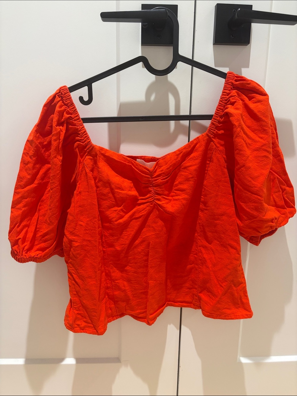 H&M Orange Puff Sleeve Crop Top